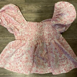 Pink Floral Puff Sleeve Top